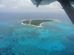 Bird view of Denis Island - Overlooking Denis Island from the air during the landing approach.